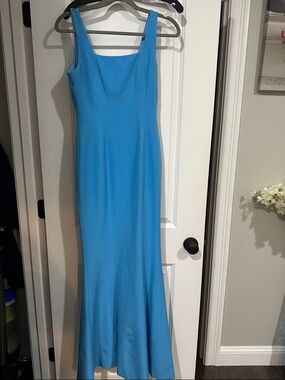 Laundry By Shelli Segal Sky Blue Square-Neck Maxi Dress